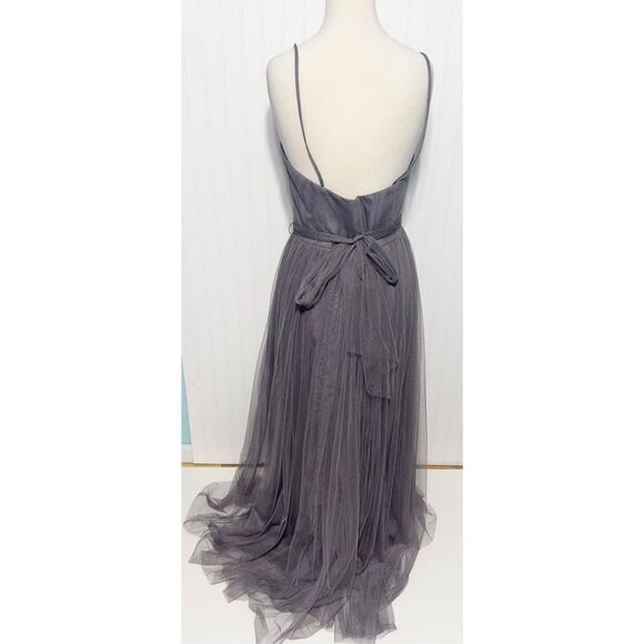 WToo by Watters Strapless Bobbinet Long Bridesmaid Dress Pewter Gray Size 12 - Picture 10 of 14